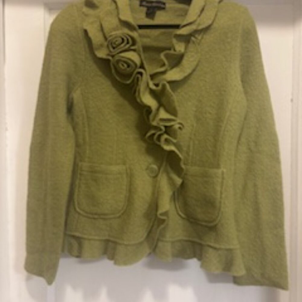 Marisa Christina Women's Wool Cardigan Sweater Size Small, Color Green
